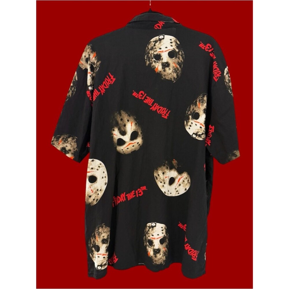 Friday the 13th Jason Voorhees Hockey Mask Graphic Button Down Shirt - 2XL - Picture 4 of 7